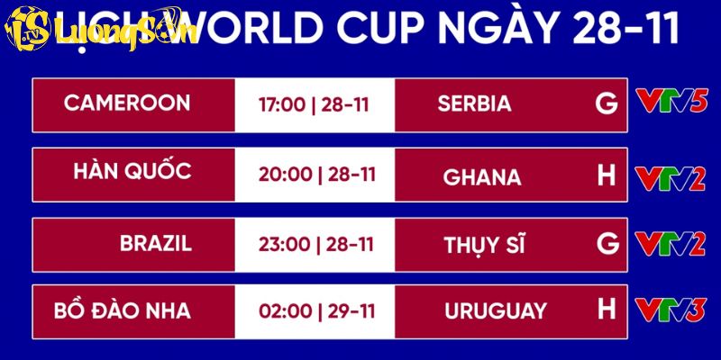 Lịch thi đấu Luong Son TV của giải World Cup